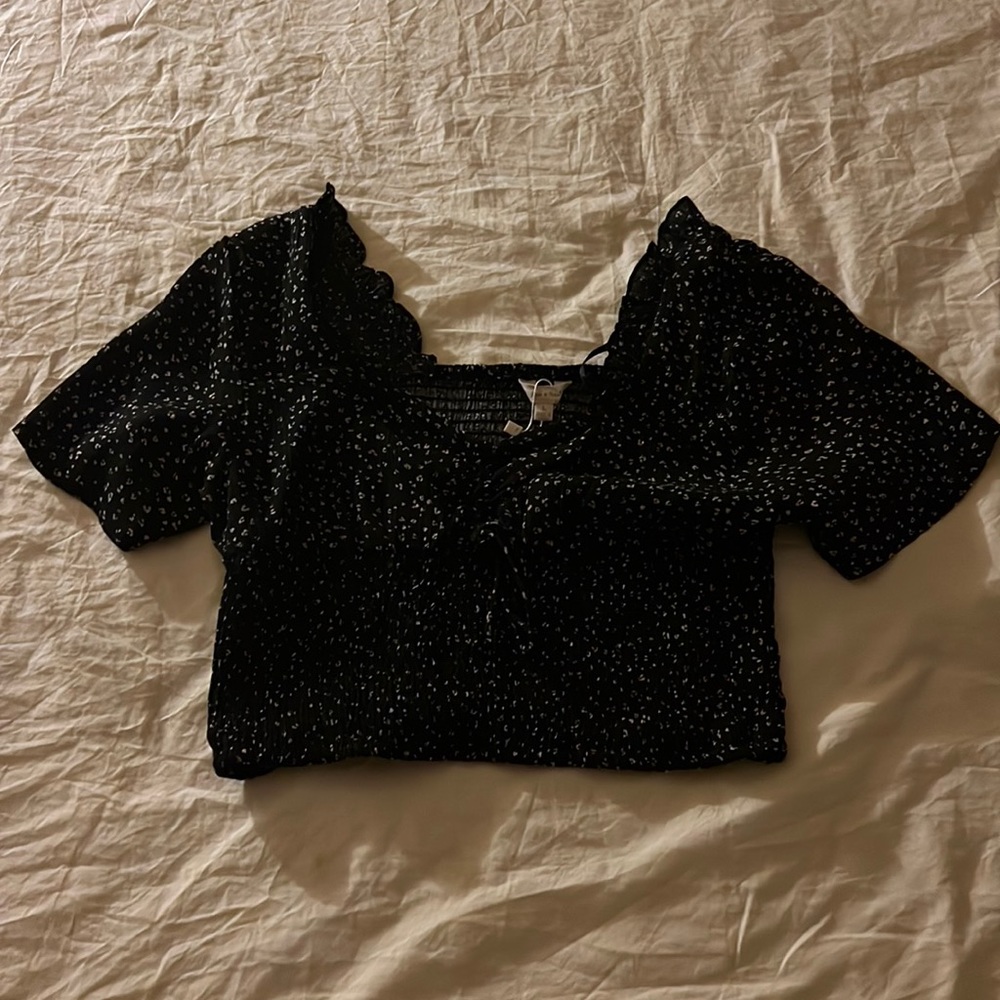 Black Ruched Crop Top
